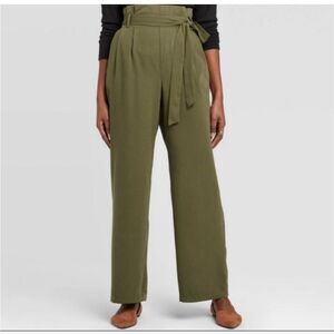 A New Day Paper Bag Wide Leg Pants Women’s Size Small Green